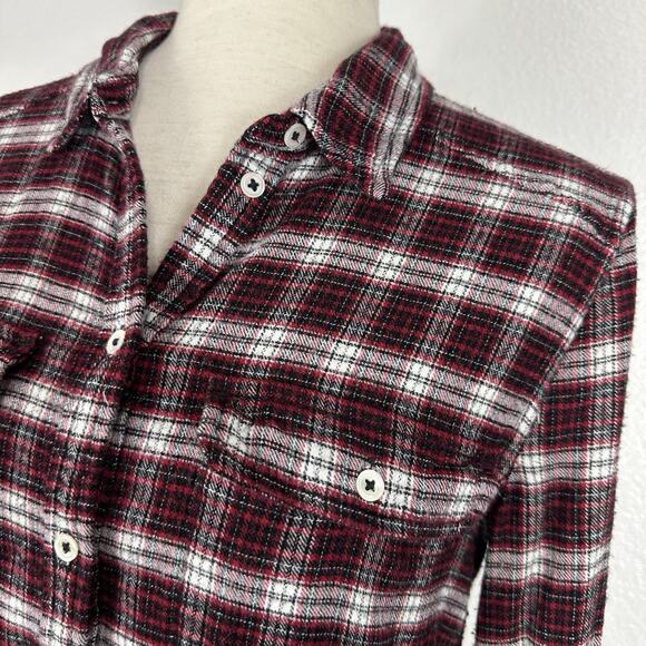 Paige Top Women Small Red Black Plaid Western Indie Grunge Boyfriend Shirt Soft - Picture 4 of 12